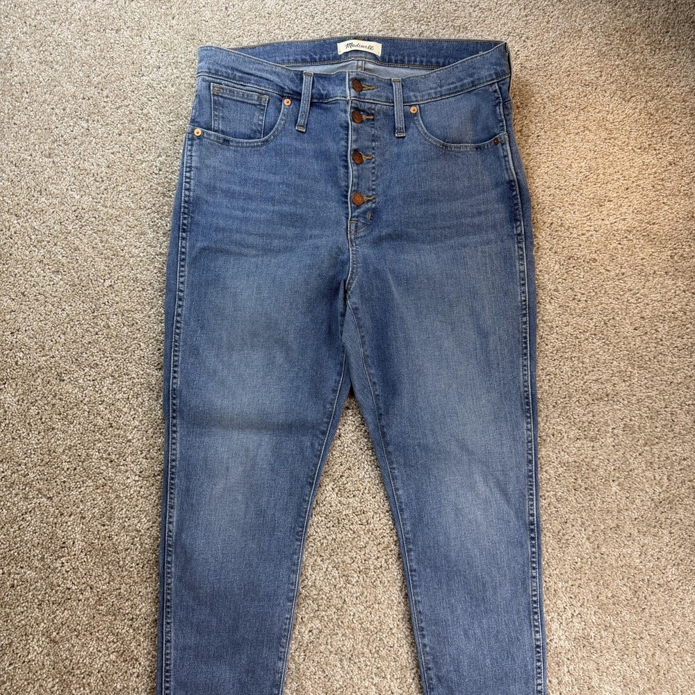 Madewell 10 High-Rise Skinny Jeans Womens 32 Med Wash Blue Stretch Denim